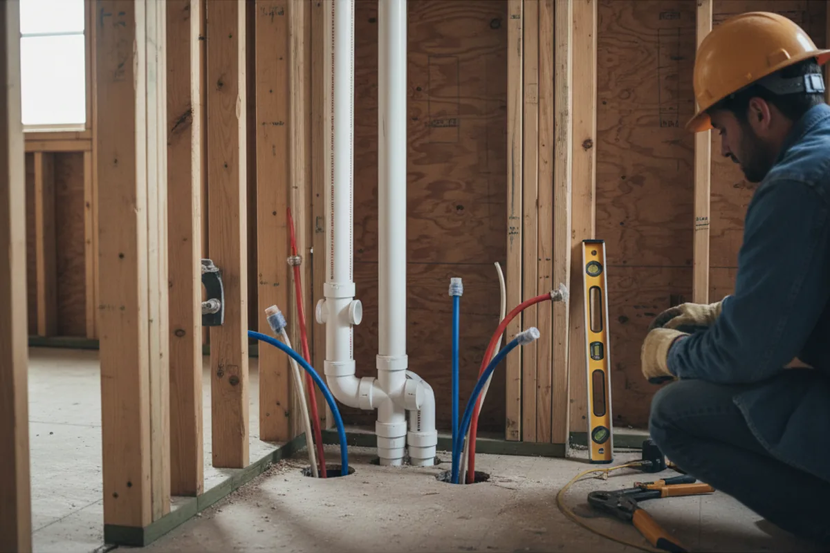 Drain and supply rough-in during Leak Detection in Van Nuys