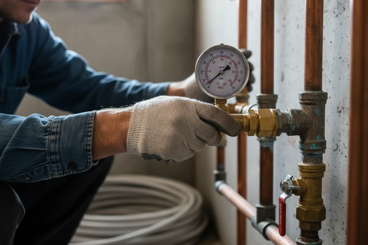 Pressure testing a repaired line during Water Line Repair in Van Nuys